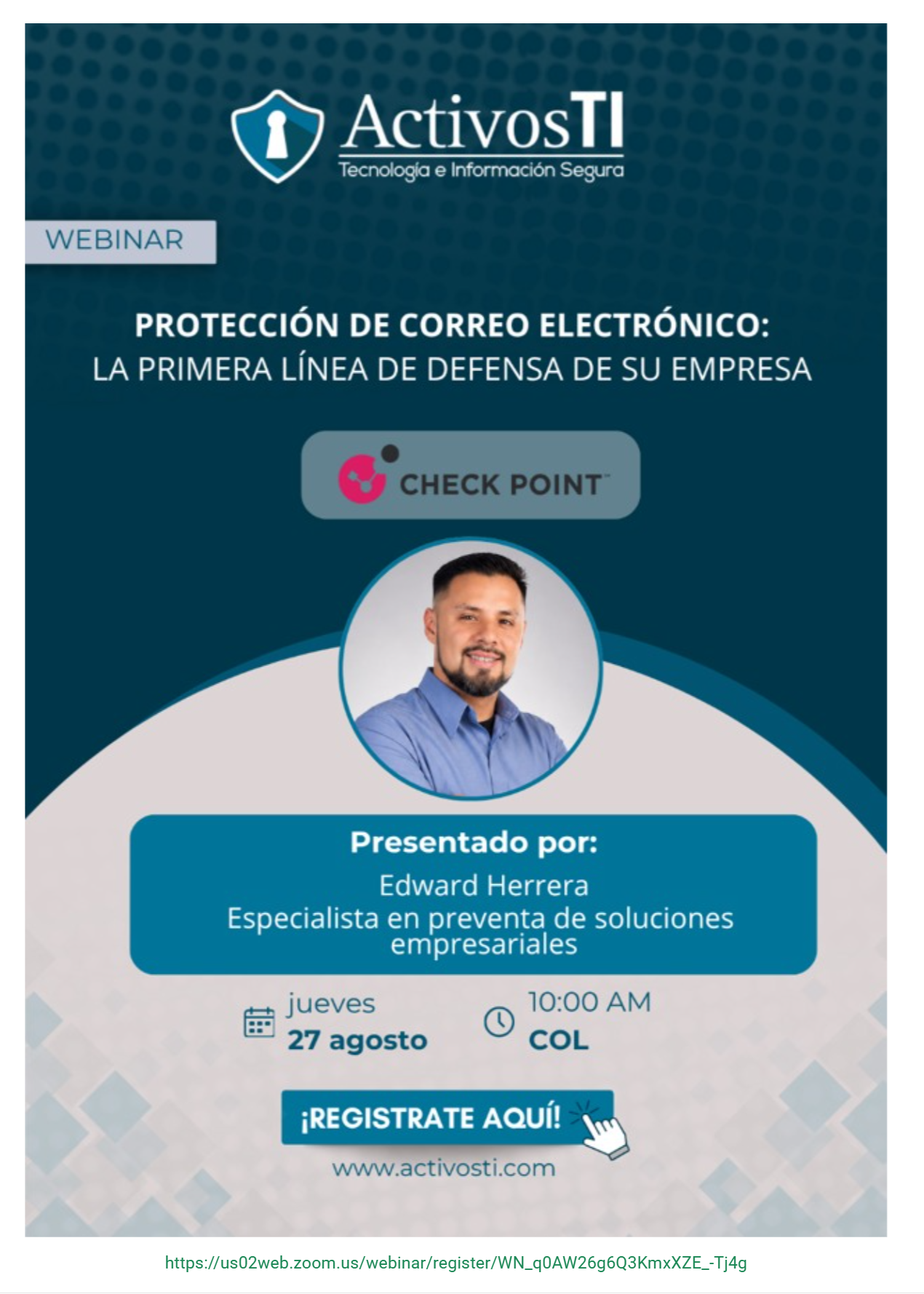 Pieza gráfica histórica del webinar Protección de correo electrónico: La primera línea de defensa de su empresa